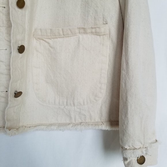 Impeccable Pig Oatmeal Speckled Cream Denim Jacket - Picture 8 of 15